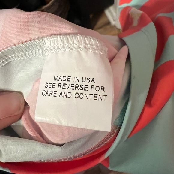 Britt tropical floral 3/4 sleeve nylon and spandex mini dress Made in the USA - Picture 9 of 10